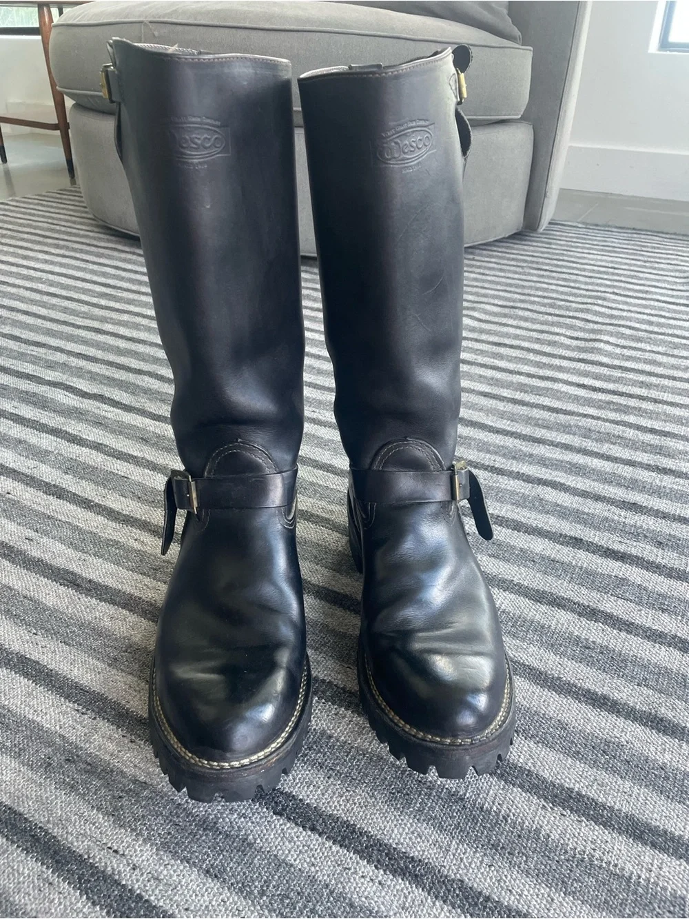 Wesco Engineer Boss 16” Black Leather motorcycle boots